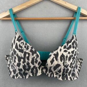 Victoria Secret Very Sexy Secret Embrace Push Up Bra 36C Teal Leopard Print Glam
